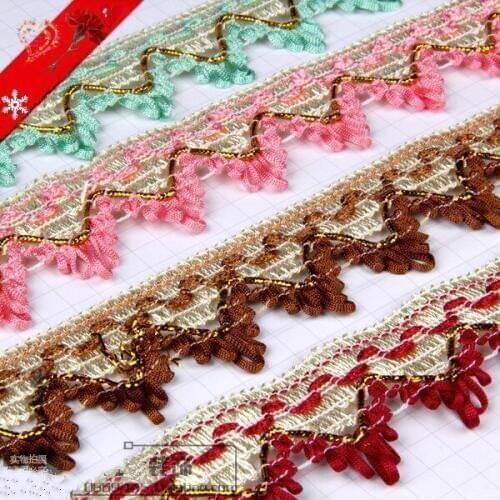 30Yards/Lot Multicolour 4CM Lace Trim Stage Performances Clothes Curtain DIY Accessories Decoration Ribbon Tassel