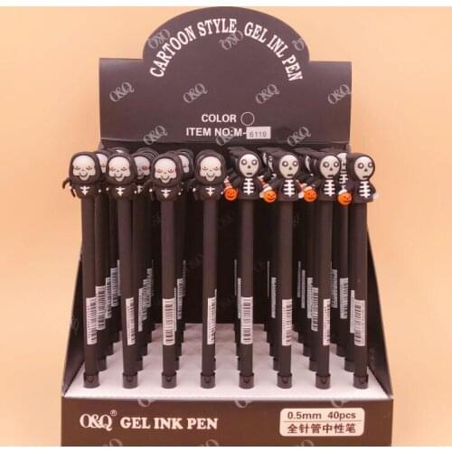 40 pcs/lot Creative Skeleton Gel Pen Cute 0.5 mm black ink Signature Pen Escolar School writing Supplies Promotional Gift