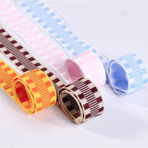 5 yards Striped Lattice Ribbon for DIY Hair Bow Accessories Cake Gift Bouquet Packaging Clothing Sewing Trims Material