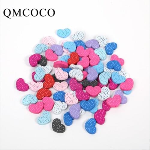 50Pcs Colorful Printed Dots Heart-shaped Wooden Beads Wood Chip DIY Natural Environmentally Jewelry Baby Toys Accessories