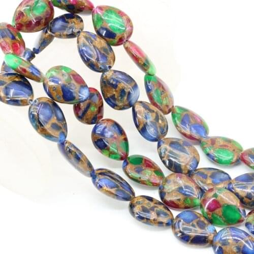15x20mm Flat Waterdrop Stone Bead Golden Sand Stones Multicolor Beads For Diy Necklace Bracelet Jewelry Making 15inch B3310
