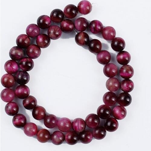 Natural Stone Beads Rose Red Tiger Ab Agate Round Smooth Loose Beads for Making DIY Bracelet Earrings Accessories15 6/8/10/12mm