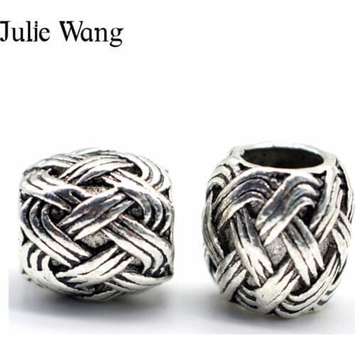 Julie Wang 5pcs Viking Runes Beads Accessory Charms Bracelet Pendant Necklace Findings Vikings Rune Beard Tubular Jewelry Making