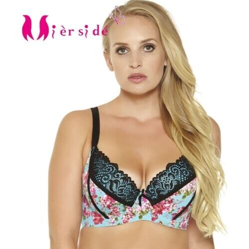Mierside 958 Everyday Underwear Women Lace Printing Push Up Bra Female Lingerie Plus Size 3/4Cup Adjusted-straps Underwire