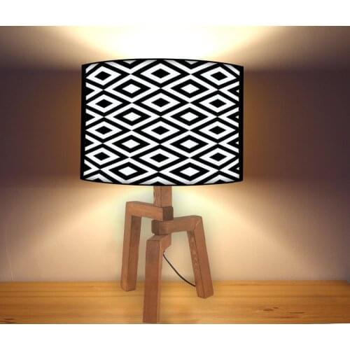 Çizgiler10 Pattern Lampshade, Wood Floor Standing Modern Lampshade