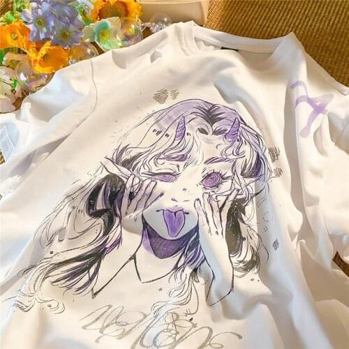 Super Cute Anime Character Cartoon T Shirts Japanese Style Women Kawaii Clothes Cute Streetwear Summer Tees 2021 Harajuku Teens
