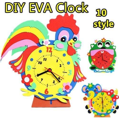 GWOLVES DIY 3D Clock Puzzle Cartoon Animal EVA Foam Sticker Puzzle Toys For Kids Girl action time Learning Education Toys Kids