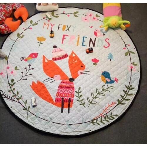 Play Mats Multifunctional Cotton Round Blanket Portable Cars Fox Ainimal Toys Rug Gifts Diameter 150cm Kids Game Baby Crawling