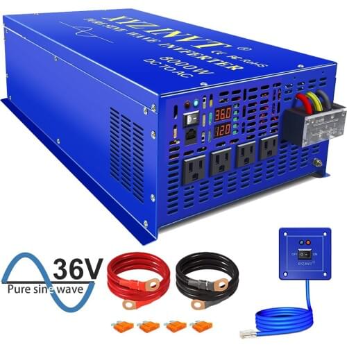 8000W Pure Sine Wave Inverter 12V 24V 36V 48V DC TO AC 110V 120V 220V 230V Off-grid Solar Inverter With Wired Remote Control