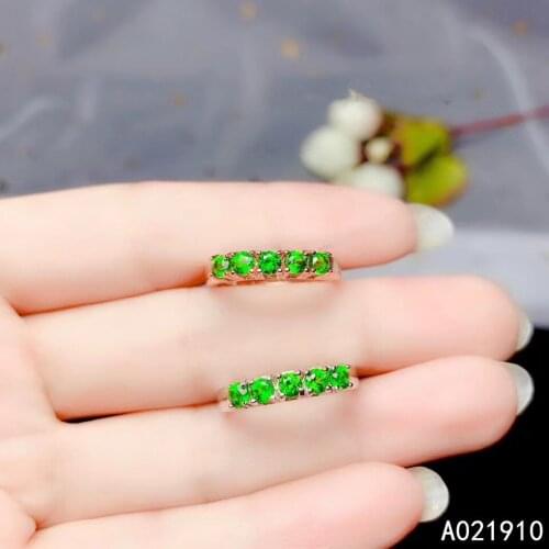 KJJEAXCMY boutique jewelry 925 sterling silver inlaid Natural Diopside gemstone ring support detection luxurious