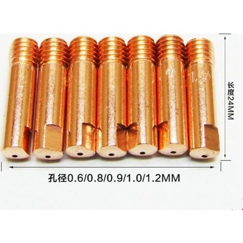 20PCS Mig welding Contact Tips 15AK 0.6mm 0.8mm 0.9mm 1.0mm 1.2mm available M6x25mm Torch Nozzles Copper Welding Nozzle Consumab