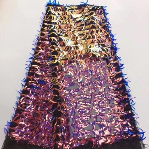 Shining Gold Sequins Style African High Quality Mesh Lace Fabric Sequined Embroidered Guipure Net Laces For Wedding And Party