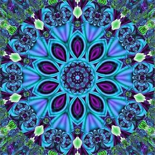 Mandala Flower Printed Fabric 11CT Cross Stitch Embroidery Complete Kit DMC Threads Handicraft Knitting Painting Adults