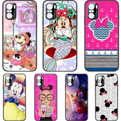 Cute Lovely Minnie Mouse Phone Case For xiaomi redmi POCO F1 F2 F3 X3 Pro M3 9C 10T Lite NFC Anime Black Cover Silicone Back Pre