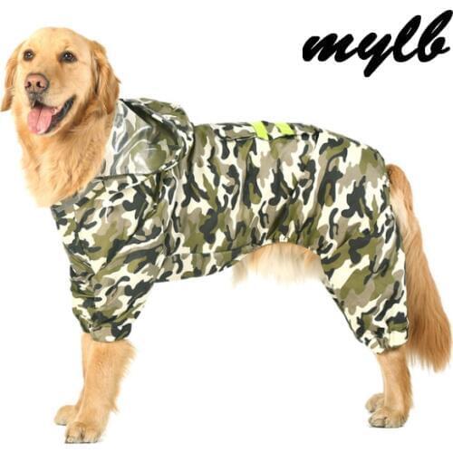 Mylb Large Dog Raincoat Pet Waterproof Detachable Rain Jacket Water Resistant Clothes 4 Colors