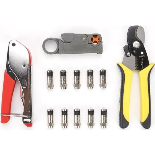 RG58 RG59 RG6 Coaxial Coax Compression Crimper Tool Kit Cable Stripper Red