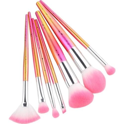 7pcs/set Diamond Handle Makeup Brushes Sets Powder Foundation Eye Shadow Cosmetics Professional Eyebrows Soft Hair