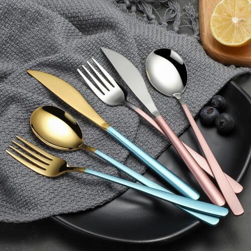 3Pcs Dinnerware Set 304 Stainless Steel Cutlery Forks Steak Knife Silverware Luxury Brand Western Portuguese Tableware Kits