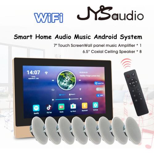7" Touch screen In wall Android Amplifier Home Audio Bluetooth Digital Stereo Amplifier WiFi with Coxial ceiling speaker set