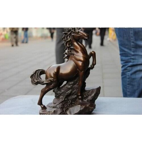 Song voge gem S0148 10 Chinese Pure Copper Bronze Feng Shui Lucky Auspicious Wealth Run Horse Statue