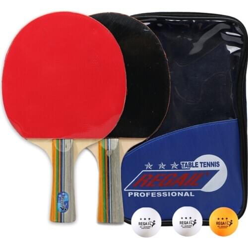 2pcs Professional Table Tennis Rackets with Double Face Pimples-in Table Tennis Rubber Ping Pong Racket with 3 Ball Set