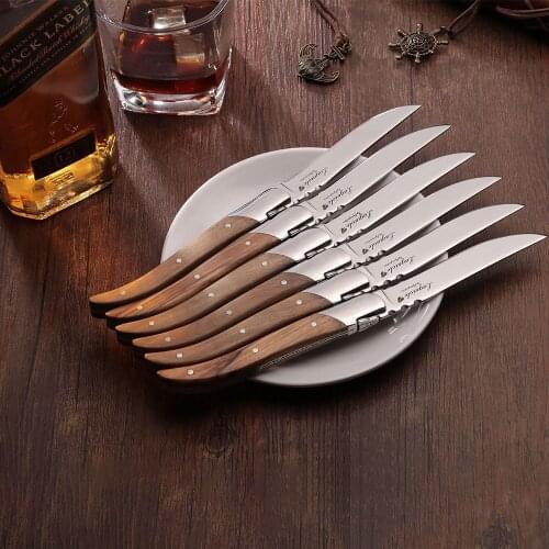 Luxury Dinnerware Set European Style Spoon and Fork Set Rosewood Handle Thicken Knife and Fork Stainless Steel Tableware Set