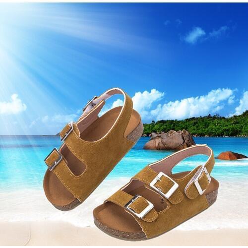 2020 Summer Kids Sandals For Boys Beach Cork Baby Sandals Non-slip Soft Leather Girls Sport Sandal Children Shoes Outdoor Casual