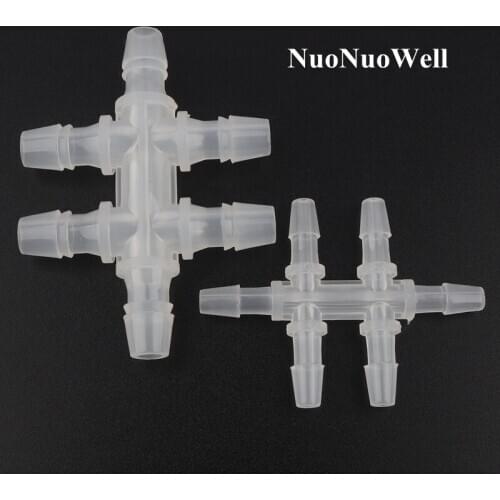 50pcs 3.9~7.9mm Food Grade PP Equal Dia 6ways Pipe Connectors Aquarium Fish Tank Air Pump Adapter Micro Irrigation Hose Joints