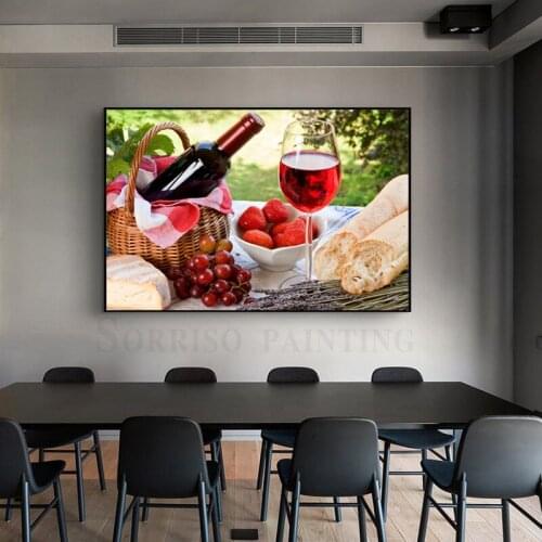 Modern Grape Wine Fruits Canvas Painting Restaurant Wall Art Posters And Prints Pictures For Dining Room Home Kitchen Decor