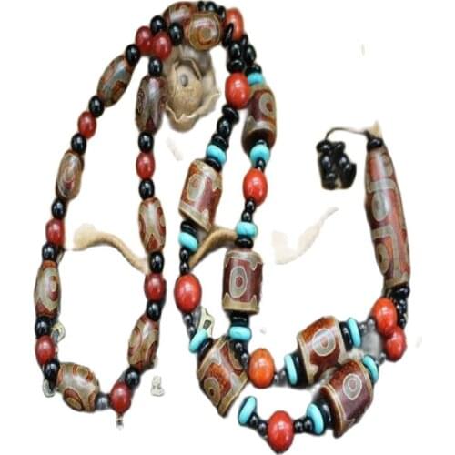Old Tibet King Kong 369 eyes old Agate dZi Necklace Pendant Necklace