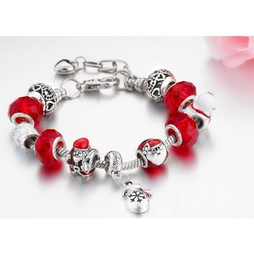 Szelam New Red Christmas Gloves&Bear Bracelets&Bangles Charm For Women Bracelet Jewellery Santa Claus Gift Bracelet SBR190499