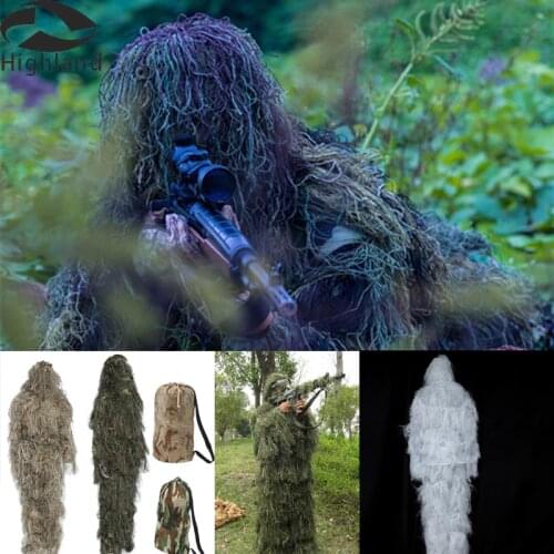 Tactical Hunting Clothes Ghillie Suit Military Army 3D Camouflage Clothes for Sniper Scope Mount Birding Hiding Outdoor Shooting