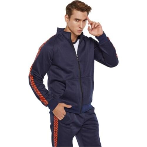 Navy Black Mens Tracksuit Jacket Pants Autumn Spring Sports Suit Sweatshirt Sweatpants Clothing 2 Pieces Regular Losse Fit Dress