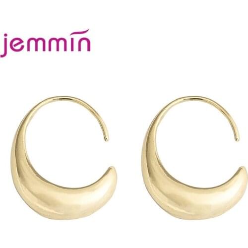 Temperament S925 Sterling Silver C-shaped Stud Earring Semi-circular Earrings Geometric Jewelry Accessories