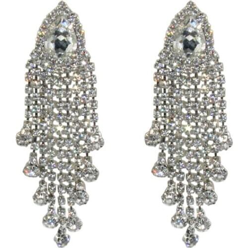 Unique Geometric Drop Tassel Earrings Vintage Big red Rhinestone Earrings Korean Party Jewelry Women Accessories