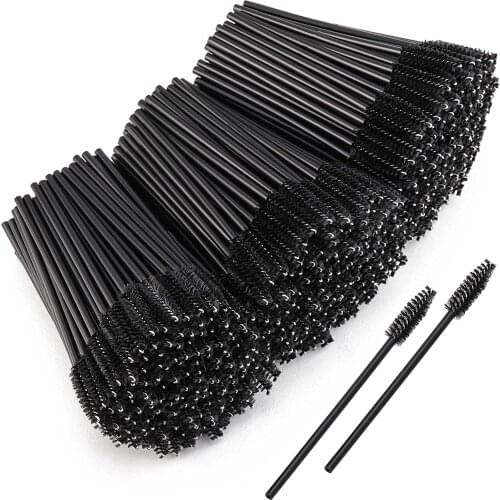 Disposable eyelashes and mascara brush wand applicator makeup spool brush kit, 500 pieces black and red