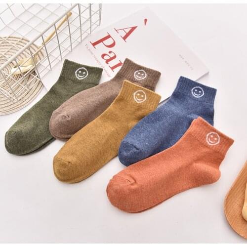 Women Short Socks Smile Cute College Comfortable Female Socks Soft Cotton Spring Summer Autumn Girls Sock Student Boat Socks Sox
