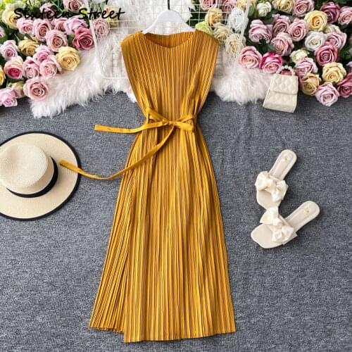 Vestido De Mujer Maxi Dresses for Women Dress Summer Elegant Fashion Pleated Sleeveless Y2k Sexy Dress High Quality Clothing