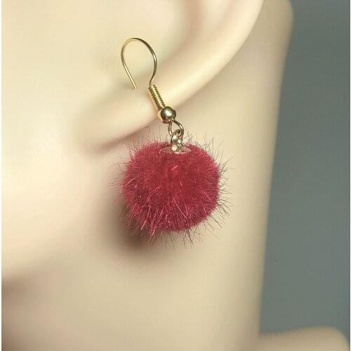 1 Pair New Fashion Stuffed Ball Pendant Earrings For Women Wedding Get Together Sweet Cute Jewelry Gift
