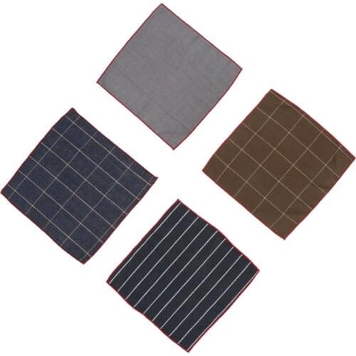 1 Piece Cotton Plaid Mens Handkerchief Square Decorative Suits Grid Hanky 24x24cm