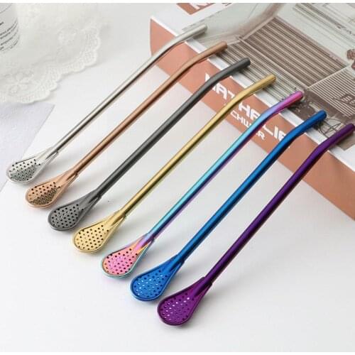 1pcs Metal Straw Steel Drinking Tea Yerba Mate Straw Gourd Filter Pipette Bombilla Filter Pro Spoon O2U3