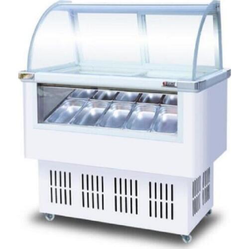 10pans Curved glass gelato ice cream display showcase refrigerator freezers free shipping