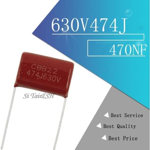 10PCS 630V474J 0.47UF 470NF Pitch 20MM 630V 474 CBB Polypropylene film capacitor