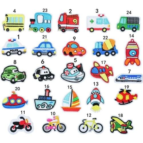 100pcs/lot Embroidery Patch Sailing Car Bicycle Airplane Vehicle Kids Clothing Decoration Sewing Accessories Craft Diy Applique