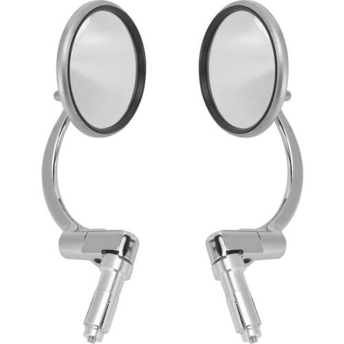 2 Pcs Universal Chrome Round Rearview Mirrors Bar End Side Mirrors for Motorcycle Chopper Scooter Cafe Racer Accessories