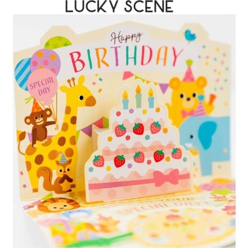 3D Birthday Music Lovely Cartoon Stereo Boys Girls Birth Blessing Greeting card S01309