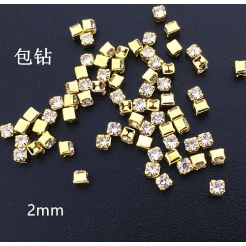 50pcs/pack Japan 3D Nail Art Decorations Alloy 2mm Square with Crystal Nail Parts Metal Nail Accessory DIY Nail Tool Supplies