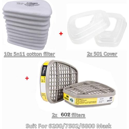 Accessories 6001/6002/6004 Filtering box 5N11 Cotton 501 Cover Replaceable Filters For 6200/7502/6800 Gas Dust proof Mask