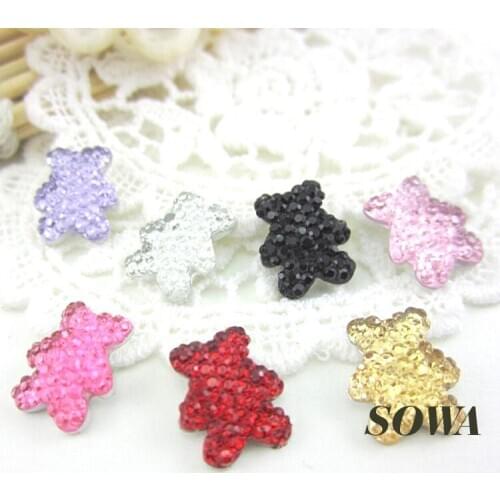 Free Shipping Size 12*10mm Multicolor Bear Head Flatback Scrapbooking For Phone/Wedding AB Resin Beads(30pcs/lot)