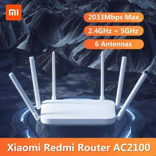 Original Xiaomi Redmi AC2100 Router Gigabit 2.4G 5.0GHz Dual-Band 2033Mbps Wireless Router Wifi Repeater 6 High Gain Antennas